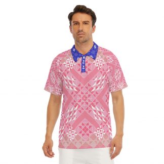 All-Over Print Men's Short Sleeve Polo Shirt With Button Closure